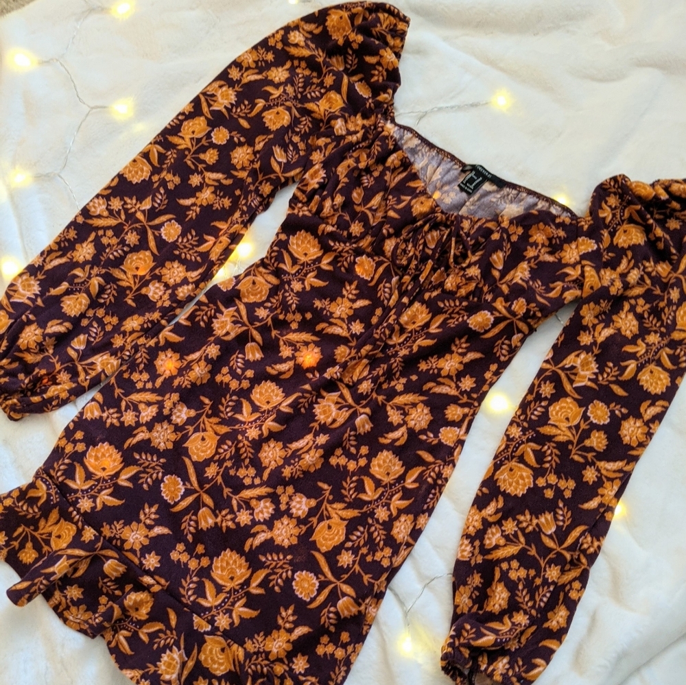 Forever 21 puff long sleeve mini milkmaid dress